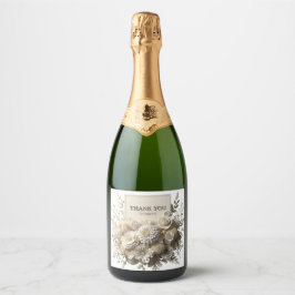 etiqueta de botella de champán flores blancas grac