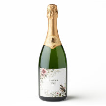 etiqueta de botella de champán pájaro y flor de ag
