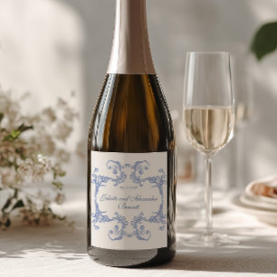 Etiqueta de botella de champán para boda barroca a