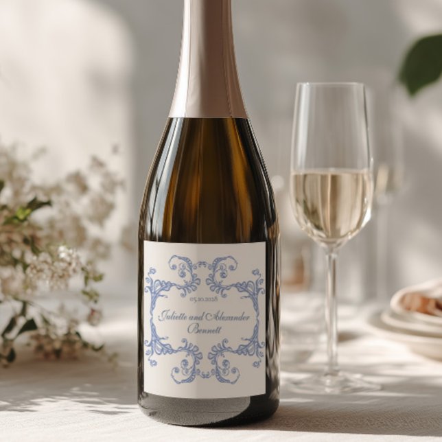 Etiqueta de botella de champán para boda barroca a (Subido por el creador)