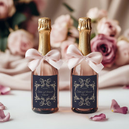 Etiqueta de botella de champán para boda barroca a