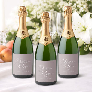 Etiqueta de Botella de Champán para Boda Elegante 