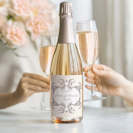Etiqueta de botella de champán para boda en estilo