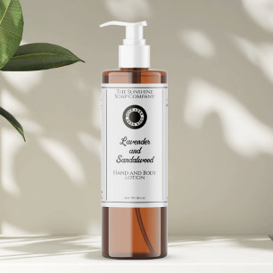 Etiqueta de botella de cosméticos blanca con logot