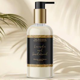 Etiqueta de botella de cosméticos con brillo negro