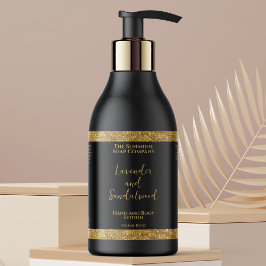 Etiqueta de botella de cosméticos con brillo negro