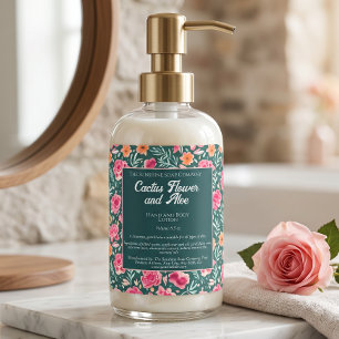 Etiqueta de Botella de Cosméticos con Flores Rosas