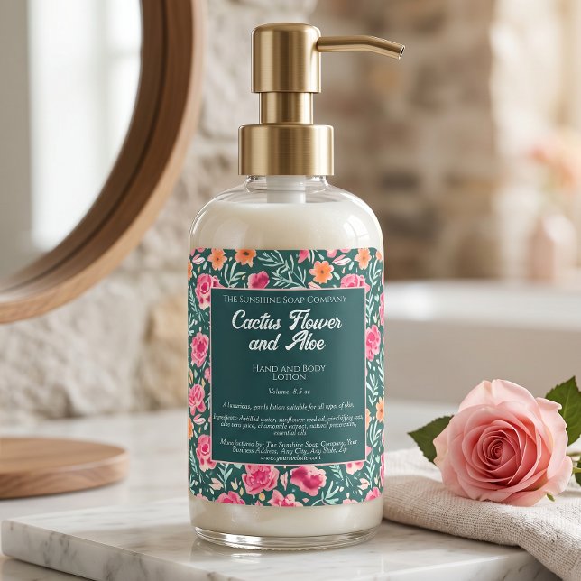 Etiqueta de Botella de Cosméticos con Flores Rosas (Subido por el creador)
