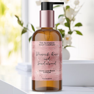 Etiqueta de botella de cosméticos con lámina rosa 