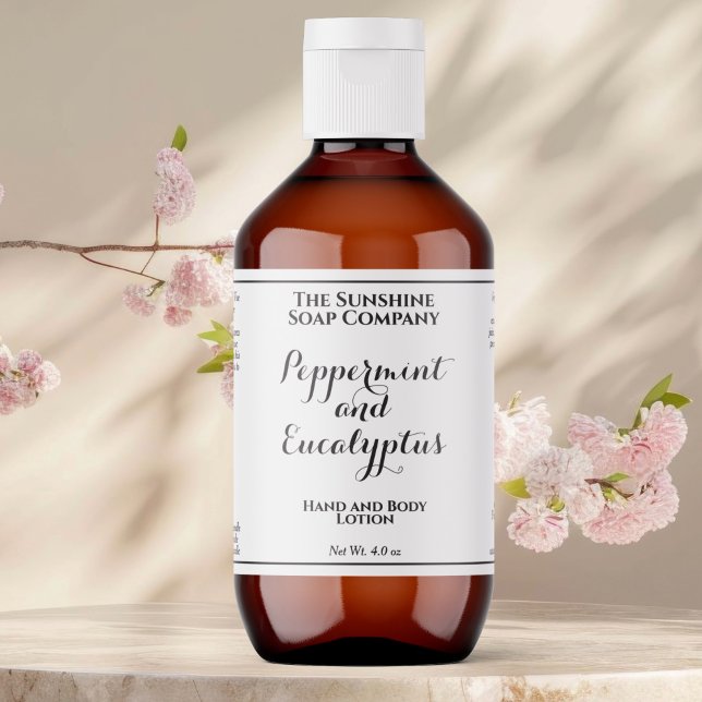 Etiqueta de botella de cosméticos con texto blanco (Subido por el creador)