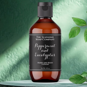Etiqueta de botella de cosméticos con texto rizado