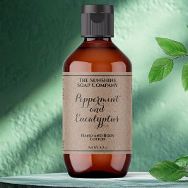 Etiqueta de botella de cosméticos con texto rizado