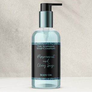Etiqueta de Botella de Cosméticos de Brillo Azul T