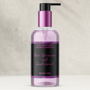 Etiqueta de botella de cosméticos de purpurina mag