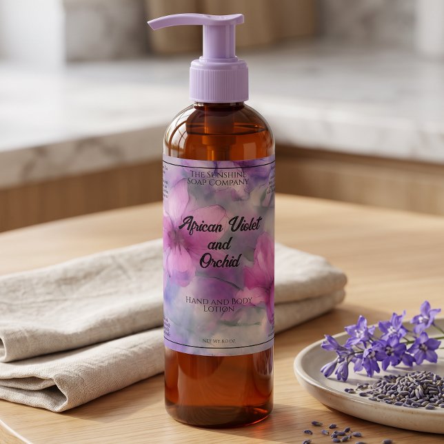Etiqueta de botella de cosméticos Flores rosadas y (Subido por el creador)