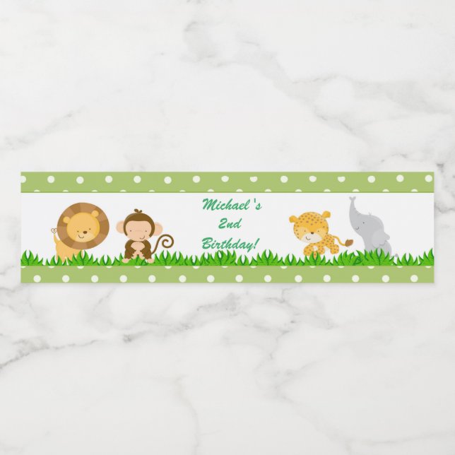 Etiqueta de botella de cumpleaños de la jungla - V (Etiqueta única)