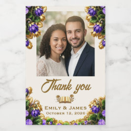 Etiqueta de Botella de Foto de Boda Violeta de Nue