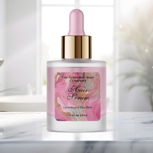 Etiqueta de botella de gotero de mármol rosa y pur