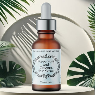 Etiqueta de botella de gotero de pergamino azul de