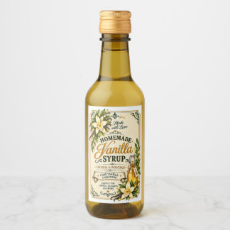 Etiqueta de Botella de Jarabe de Vainilla Casero A