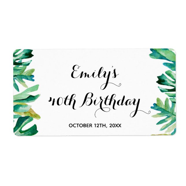 Etiqueta de botella de mini champán tropical botán (Frente)