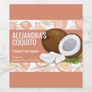 Etiqueta de botella de moda de café de fruta rosa