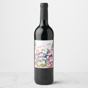 Etiqueta de botella de navidades Feliz Fiesta de S