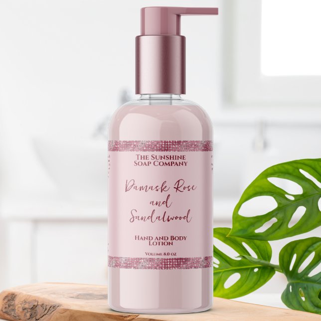 Etiqueta de botella de purpurina rosa y rosa de lu (Subido por el creador)