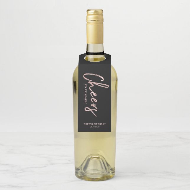 Etiqueta de Botella de Rosa Dorado Moderno para Fi (En botella)
