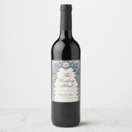 Etiqueta de Botella de Vino Azul Vintage para Boda