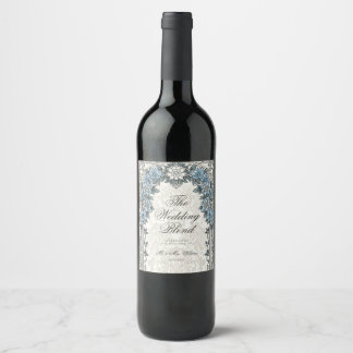 Etiqueta de Botella de Vino Azul Vintage para Boda