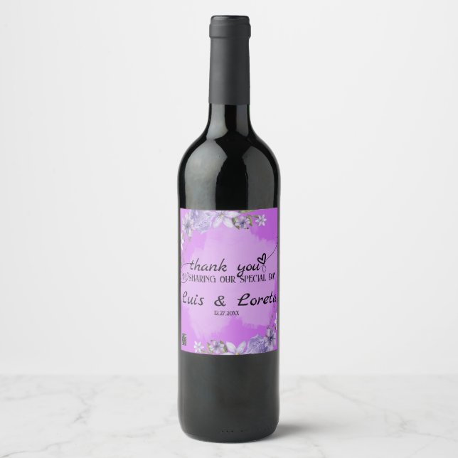 Etiqueta de botella de vino Boda de guiones (Anverso)
