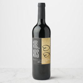 Etiqueta de botella de vino boda Oro elegante y Co