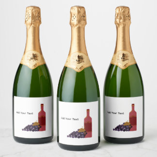 Etiqueta de Botella de Vino con Uvas