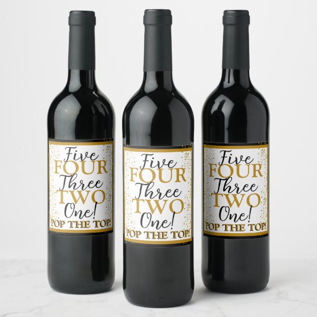 Etiqueta de botella de vino de Año Nuevo (Botellas)