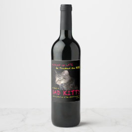 Etiqueta de botella de vino de Bad Kitty