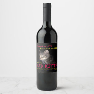 Etiqueta de botella de vino de Bad Kitty
