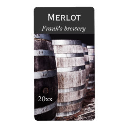 Etiqueta de botella de vino de barricas de roble