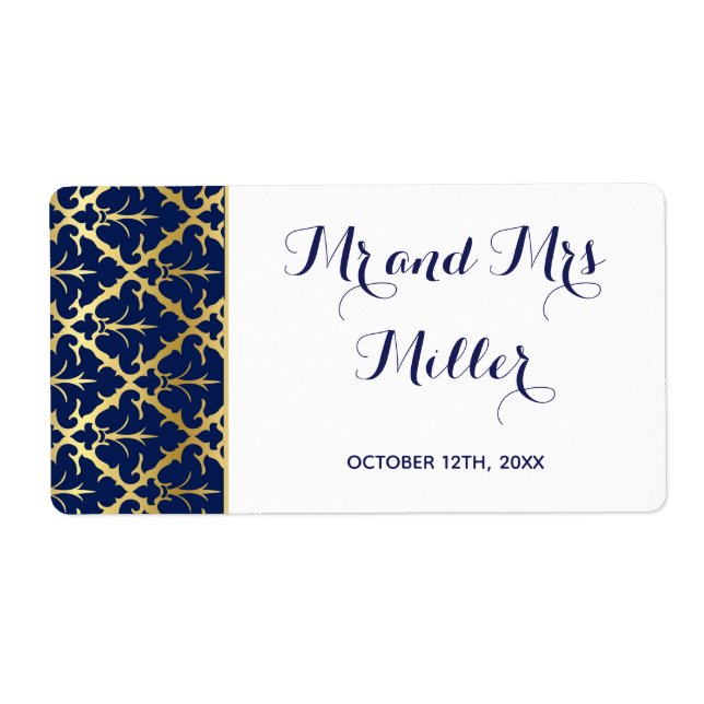 Etiqueta de botella de vino de champán mini azul m (Frente)