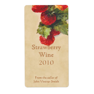 Etiqueta de botella de vino de fresa