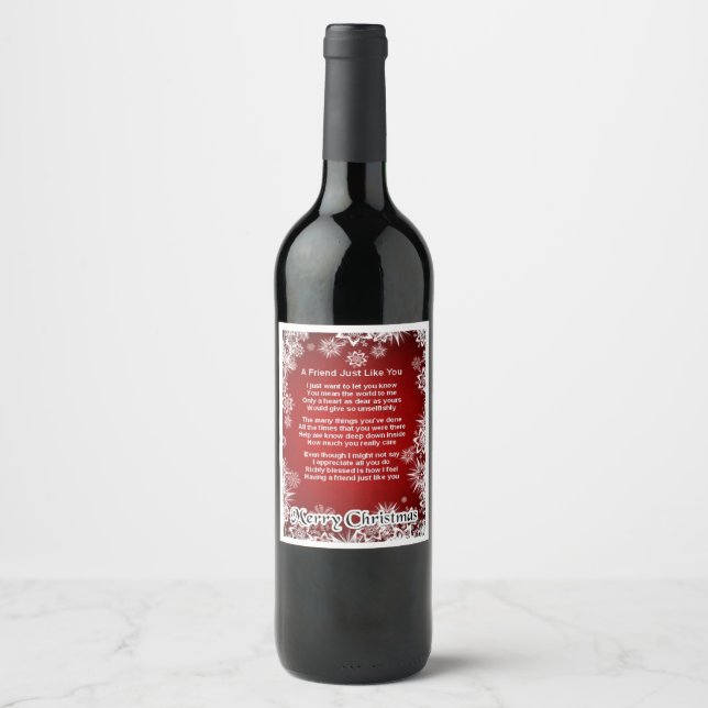 Etiqueta de botella de vino de navidad - Poema de  (Anverso)