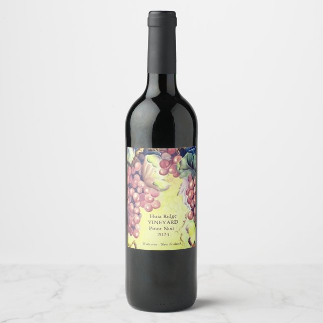 Etiqueta de botella de vino de uvas | Bodega y eve (Anverso)