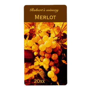 etiqueta de botella de vino de uvas de otoño