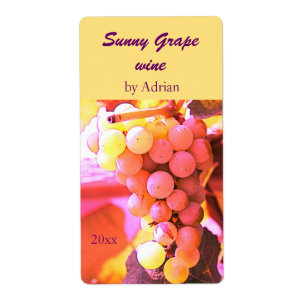 Etiqueta de botella de vino de uvas soleadas