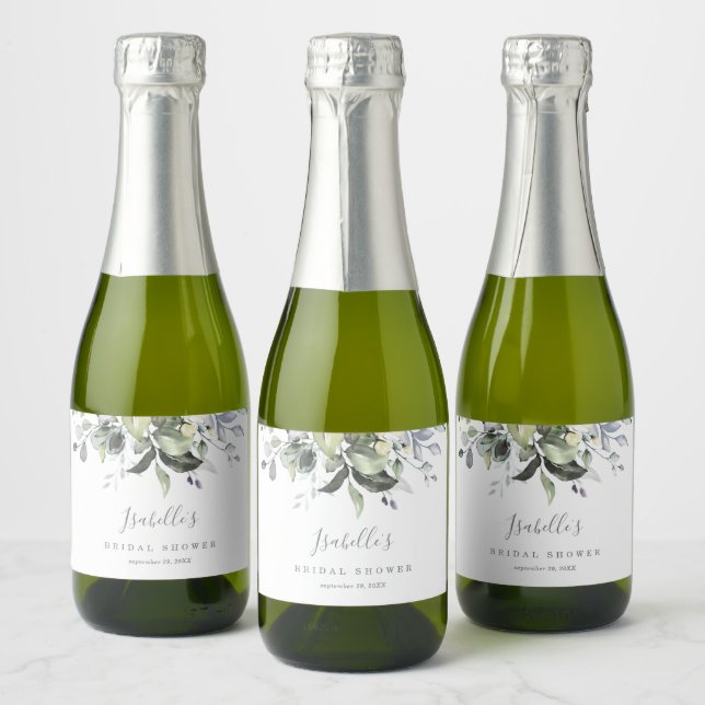 Etiqueta de Botella de Vino Espumoso Mini con Flor (Botellas)