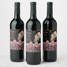 etiqueta de botella de vino fiesta de 21 años