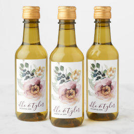 Etiqueta de Botella de Vino Miniatura de Boda Flor