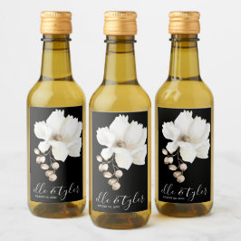 Etiqueta de botella de vino miniatura para boda fl