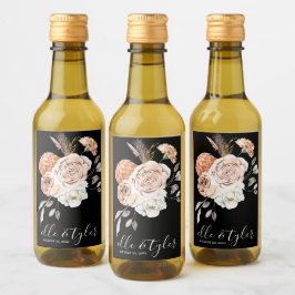 Etiqueta de botella de vino miniatura para boda fl