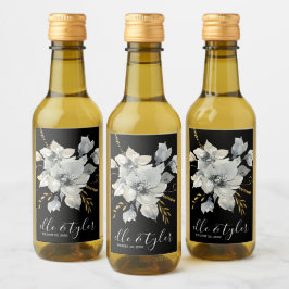Etiqueta de botella de vino miniatura para boda fl